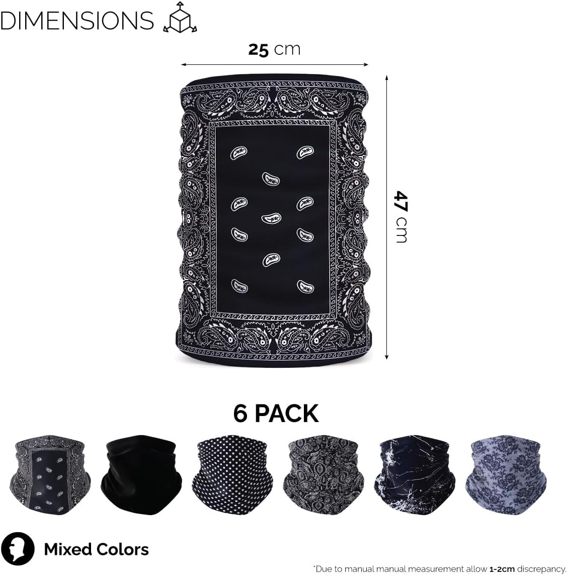 Detalle de wonderCat LONDON 6 PCS Unisex Neck Warmer – Seamless Tube Balaclavas for Everyday Cycling and Outdoor use