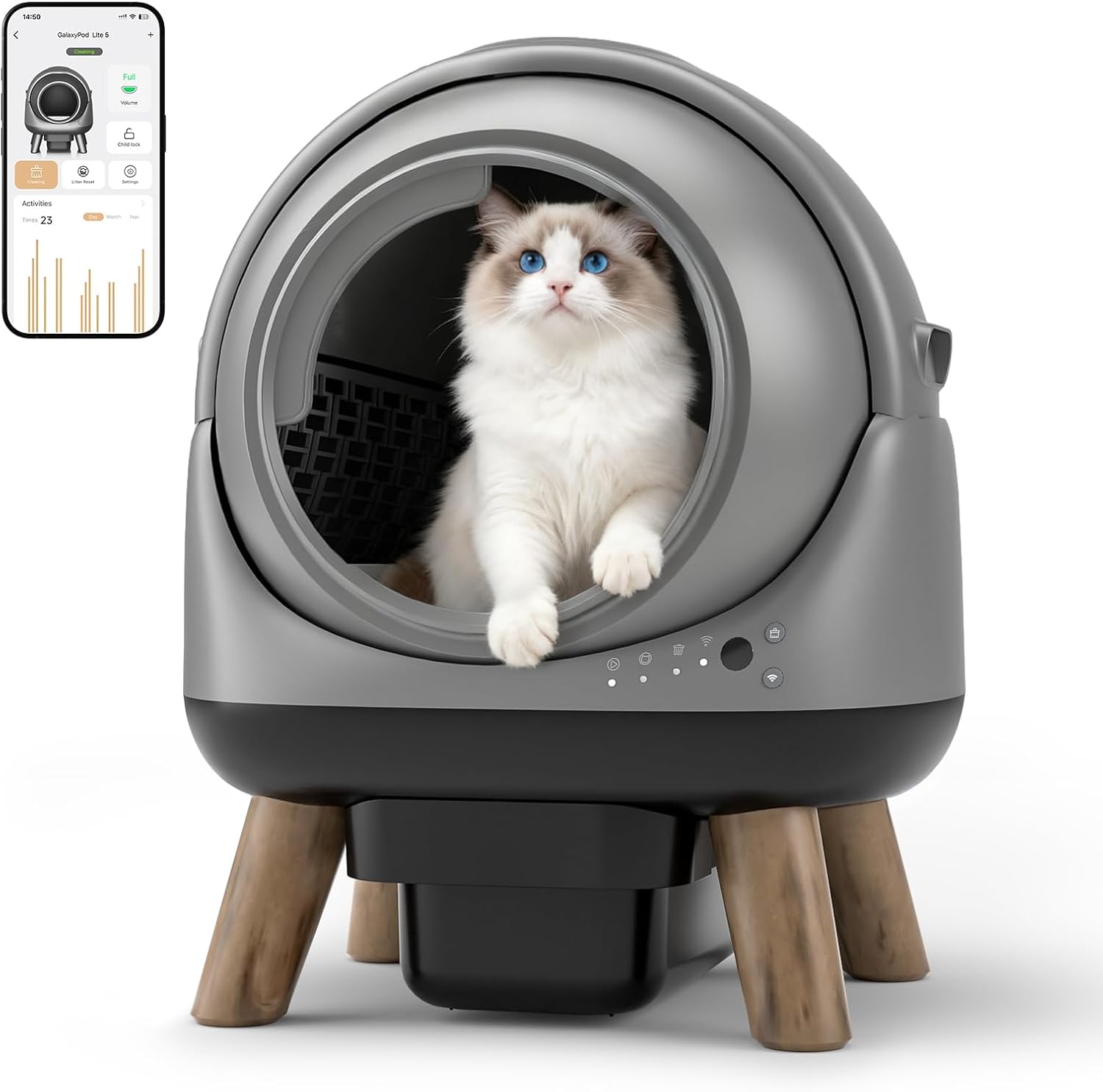 Detalle de ZHMZ G1 Self-Cleaning Litter Box with App Control and Sealed Waste Drawer