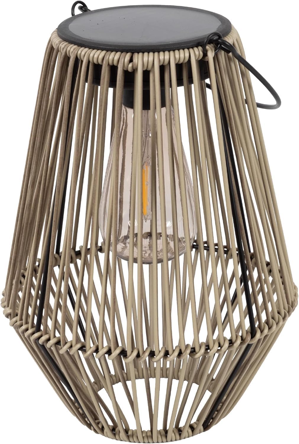Detalle de Gadgy GG0998 zonnelantaarn voor buiten, beige rotanlook, zonne-energie, 300 lm