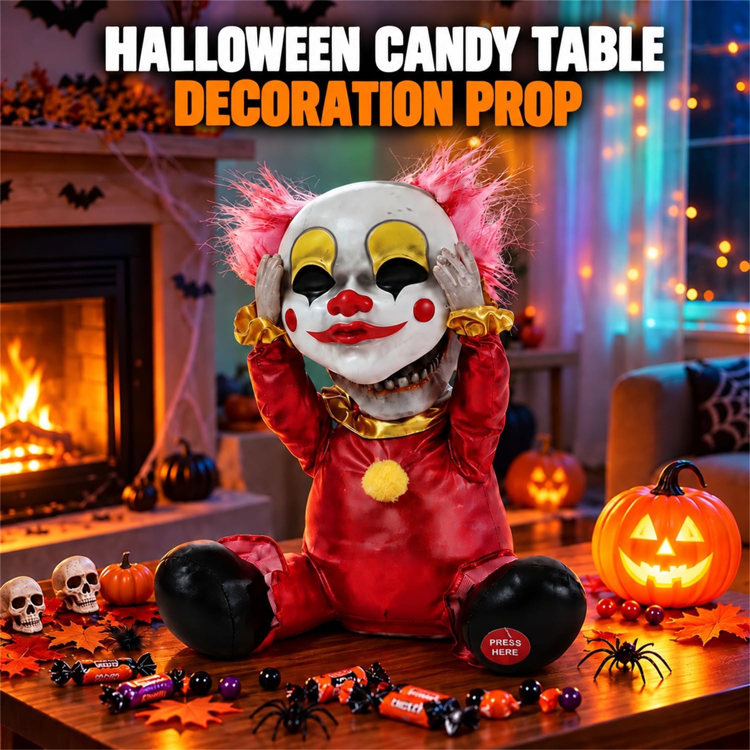 Detalle 1 de Quntis Halloween 0003 Animatronic Clown with Sound and Touch Activation