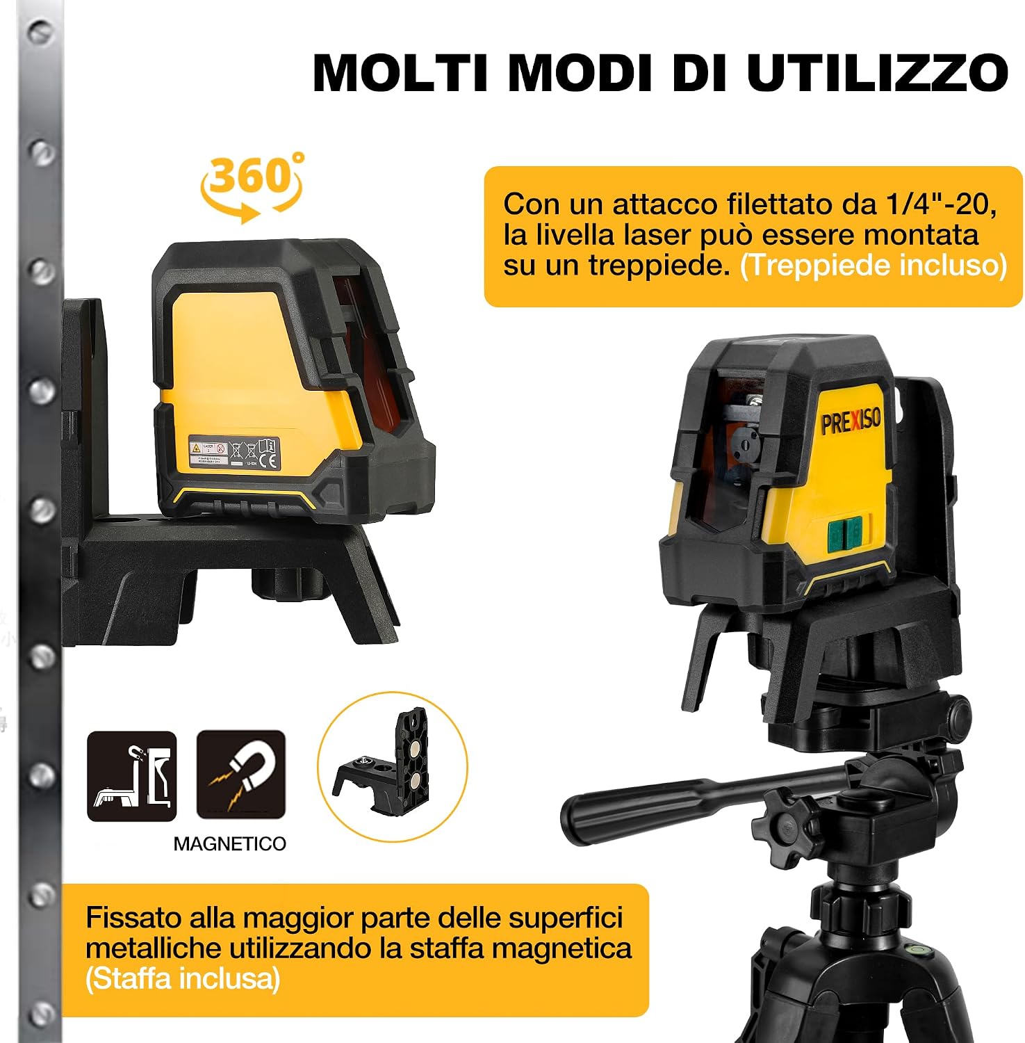 Thumbnail 6 de PREXISO Laser a Linee: Livella Laser Autolivellante con Tre Modalità e Supporto Magnetico