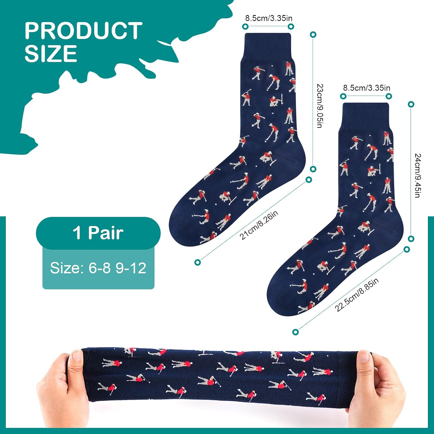 Thumbnail 6 de Cirorld golfstrumpor i kammad bomull, 1 par – rolig present till pappa