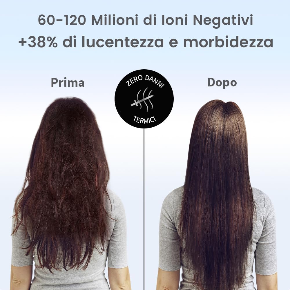 Detalle de Phon Capelli Professionale BANNILU Asciugacapelli lisci con Windflow WINDPRO – 3 calori, 2 velocità, diffusore + 2 ugelli (Blu)