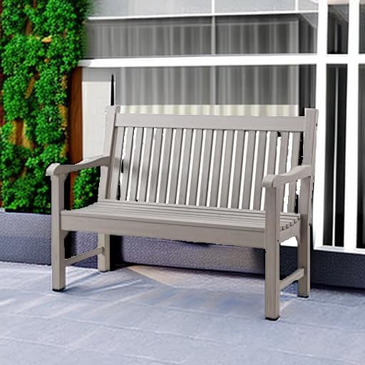 Detalle de Psilvam MTOB01 Outdoor Bench for Two, Grey, 700 lb Capacity