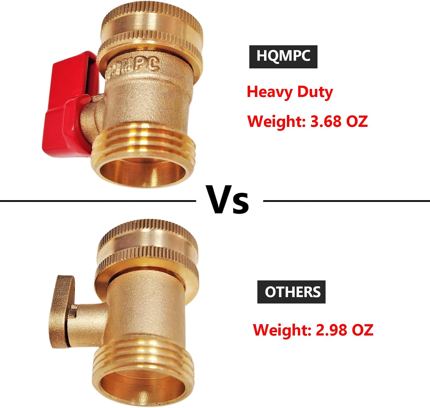 Detalle de HQMPC HQ-NREDV 01 Brass Garden Hose Shutoff Valves, 2-Pack with Washers