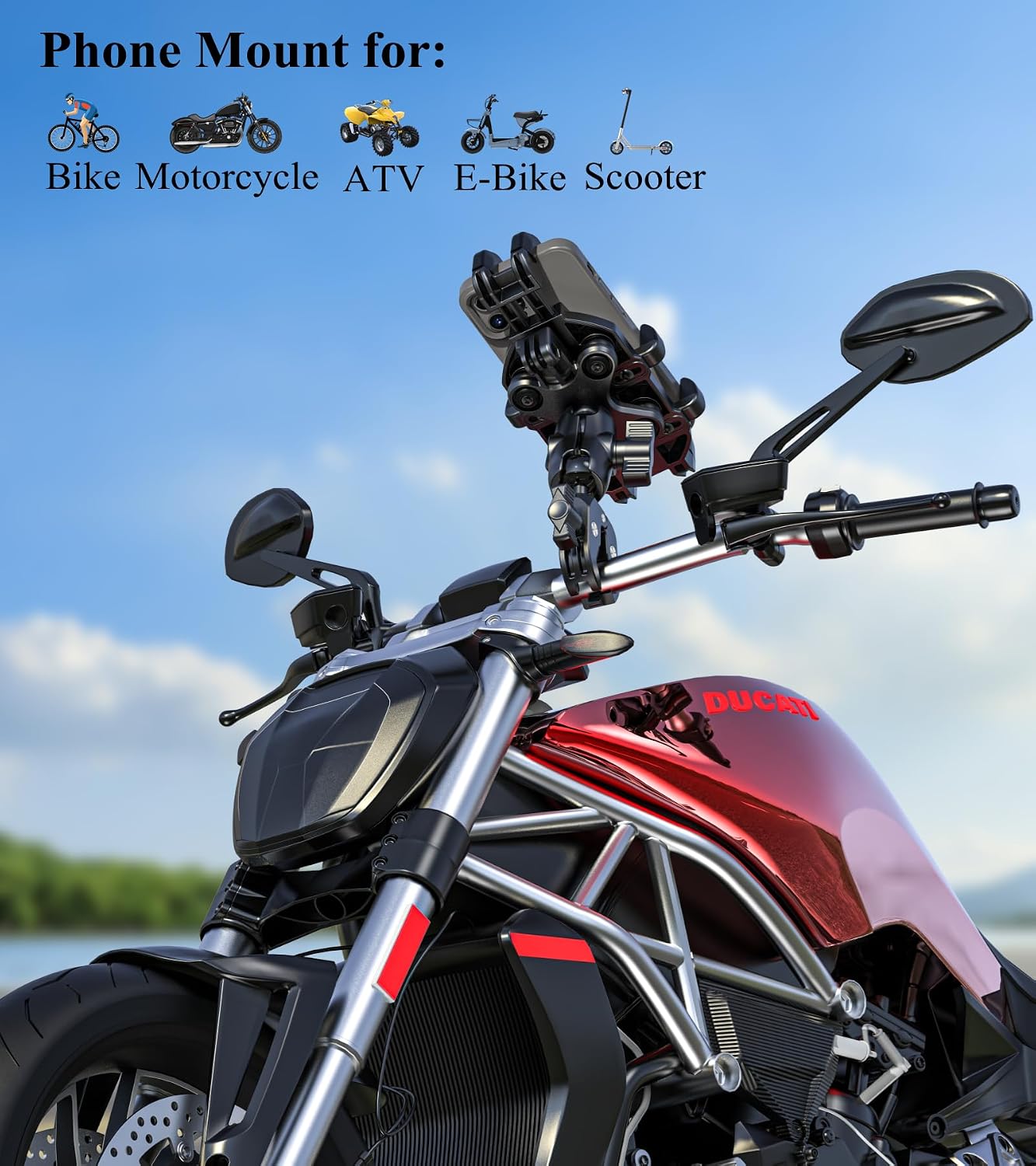 Detalle 2 de BRCOVAN Motorcycle Phone Mount with Vibration Dampener