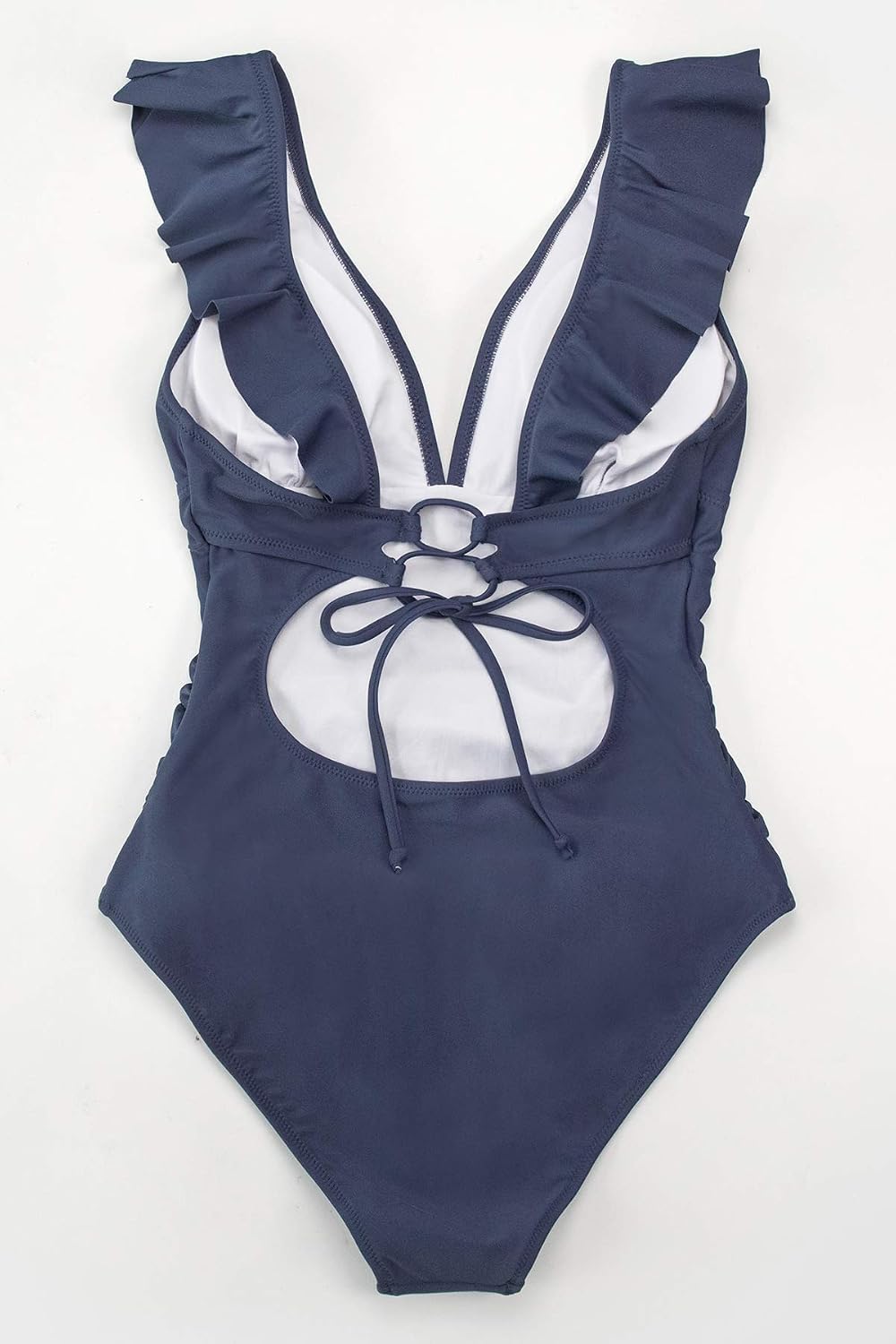Detalle de Maillot de bain CUPSHE une pièce à col en V, bonnets rembourrés amovibles et laçages dos