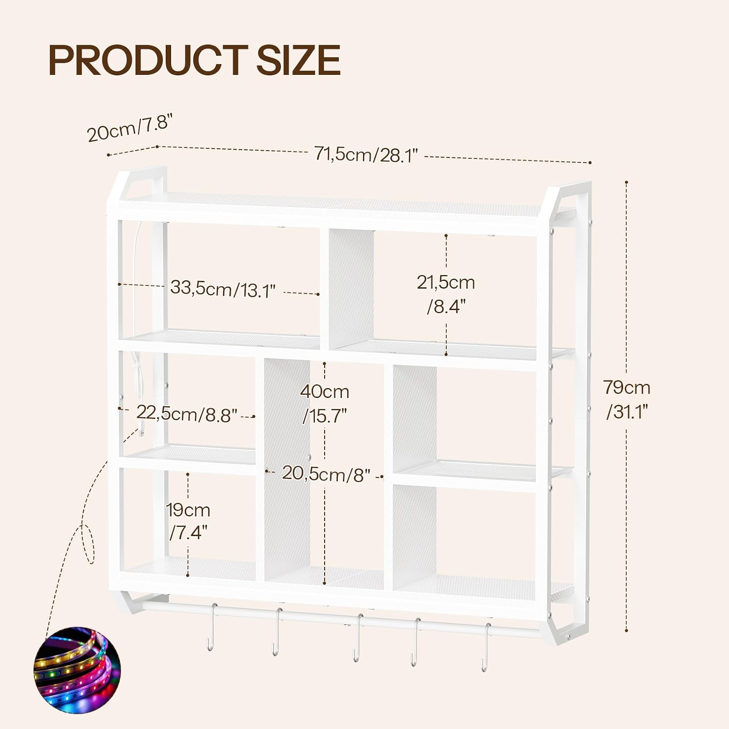 Detalle de HOOBRO LED Gaming Wall Shelf 4-Tier