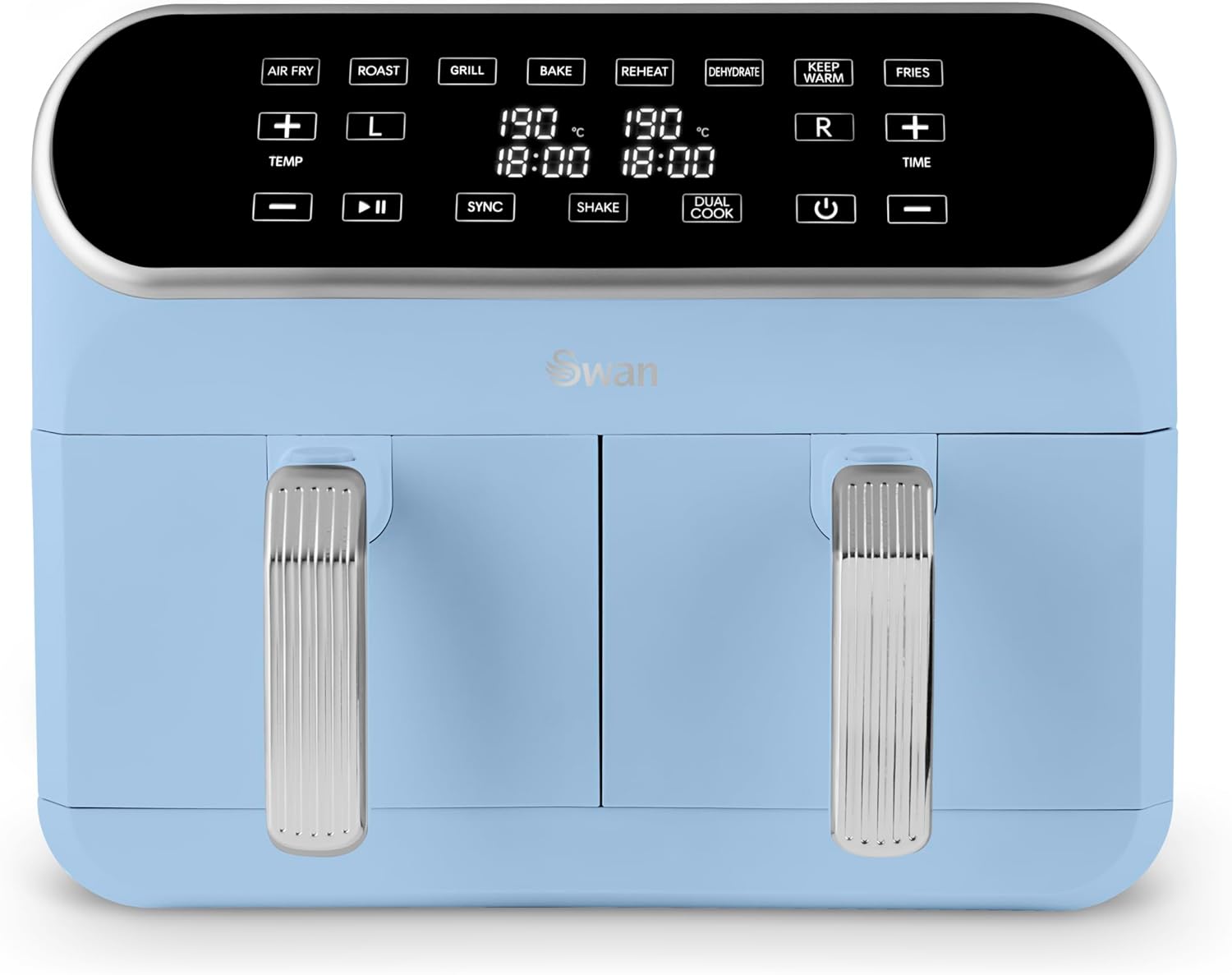 Detalle de Swan SD10519BLU Retro Dual Basket Air Fryer with Cyclone Technology (8L, 1700W, Blue)