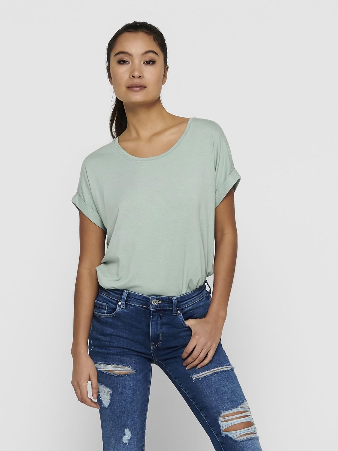 Thumbnail 2 de ONLY Top ONLMOSTER Top – Coupe décontractée, manches courtes, revers sur les deux manches