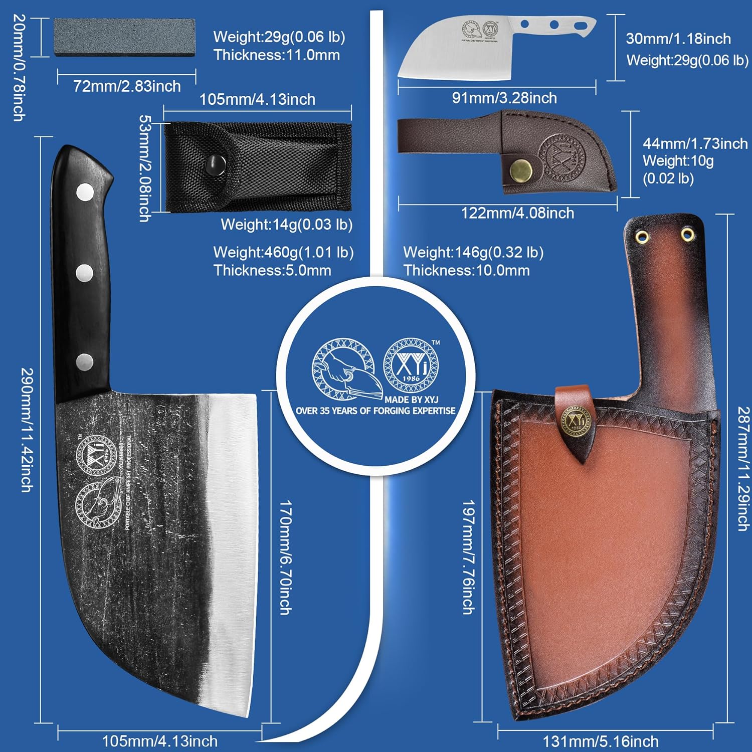 Thumbnail 3 de XYJ Cuchillo de Chef Serbio 6.7" con Funda de Cuero 🍴