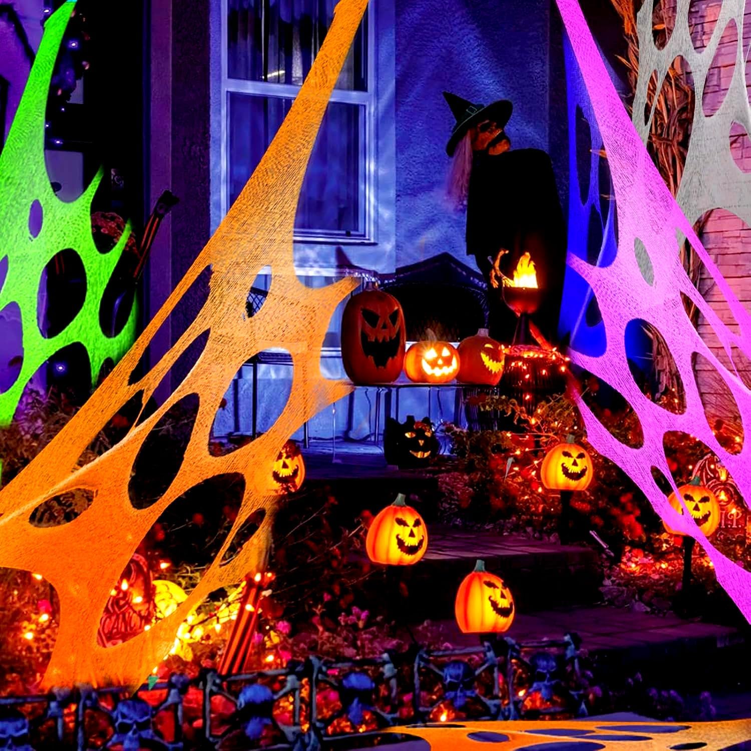 Thumbnail 6 de wymulot 2*10M Cotton Spider Web Decoration, 5 Colors, Black Light
