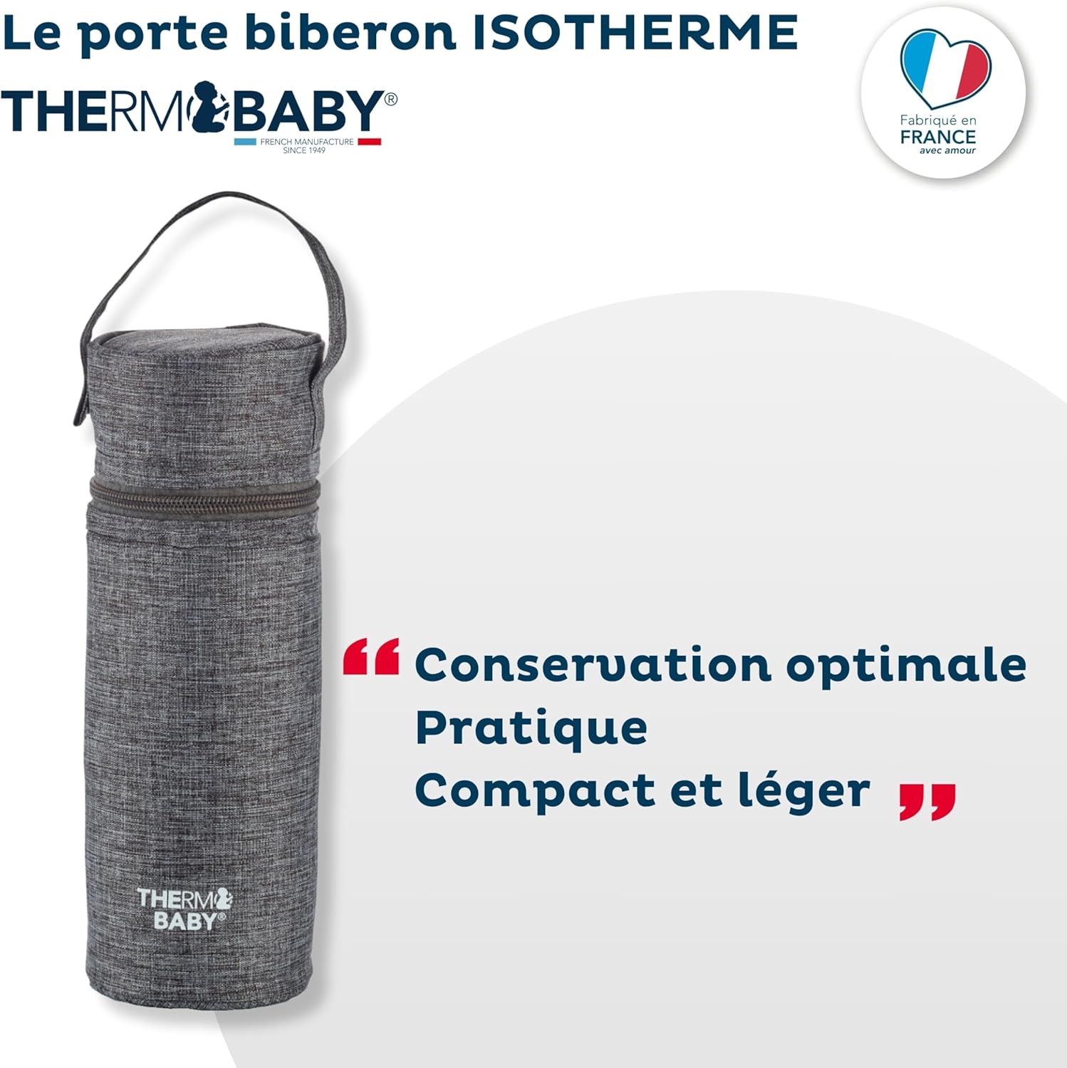 Thumbnail 1 de Porte-biberon THERMOBABY isotherme gris chiné – grande capacité pour déplacements