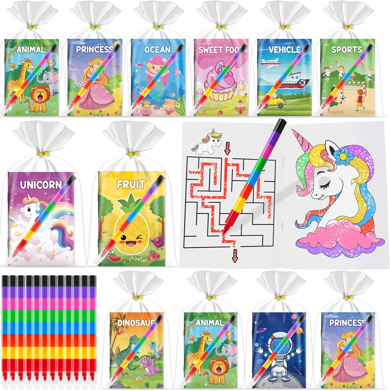 Detalle de ZMLM Party Bag Fillers 16-pack colouring set
