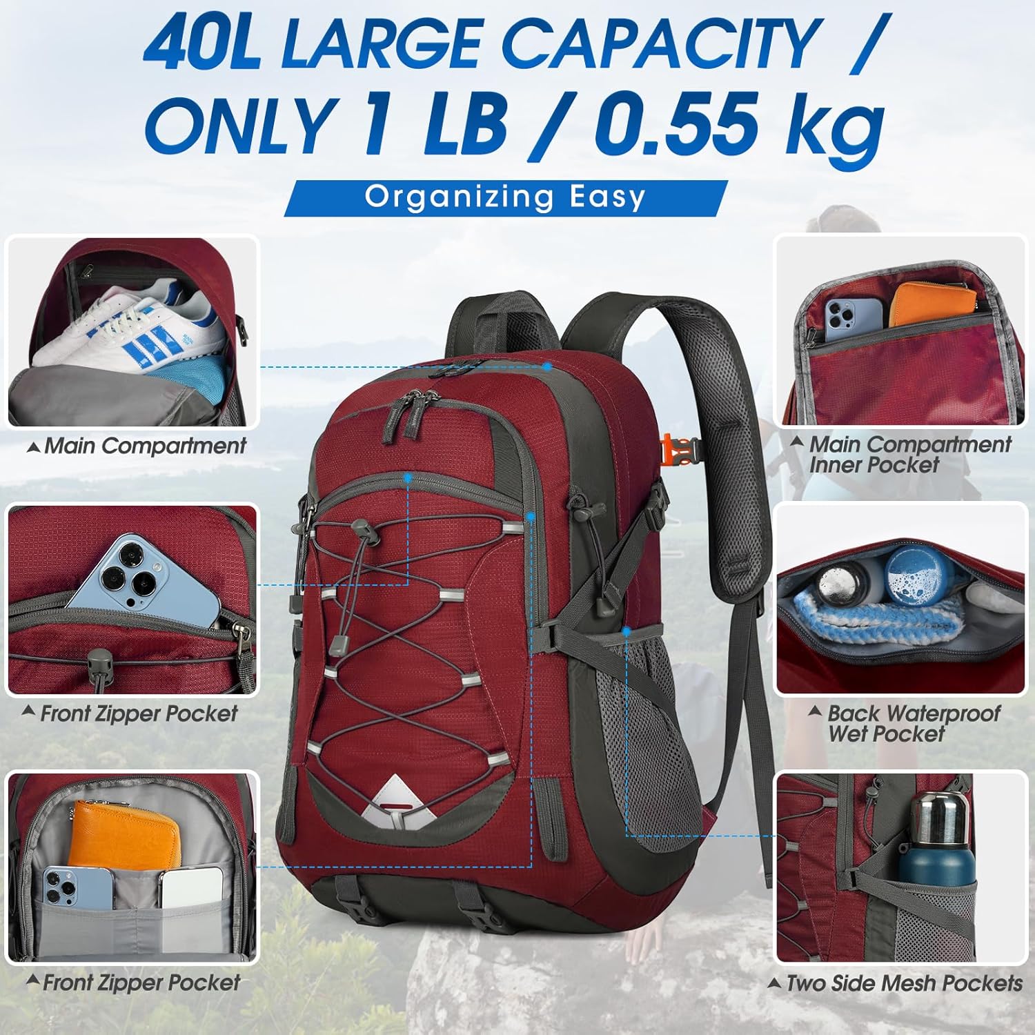 Thumbnail 1 de IGOLUMON 40L Hiking Backpack: Lightweight, Foldable Daypack for Outdoor Adventures