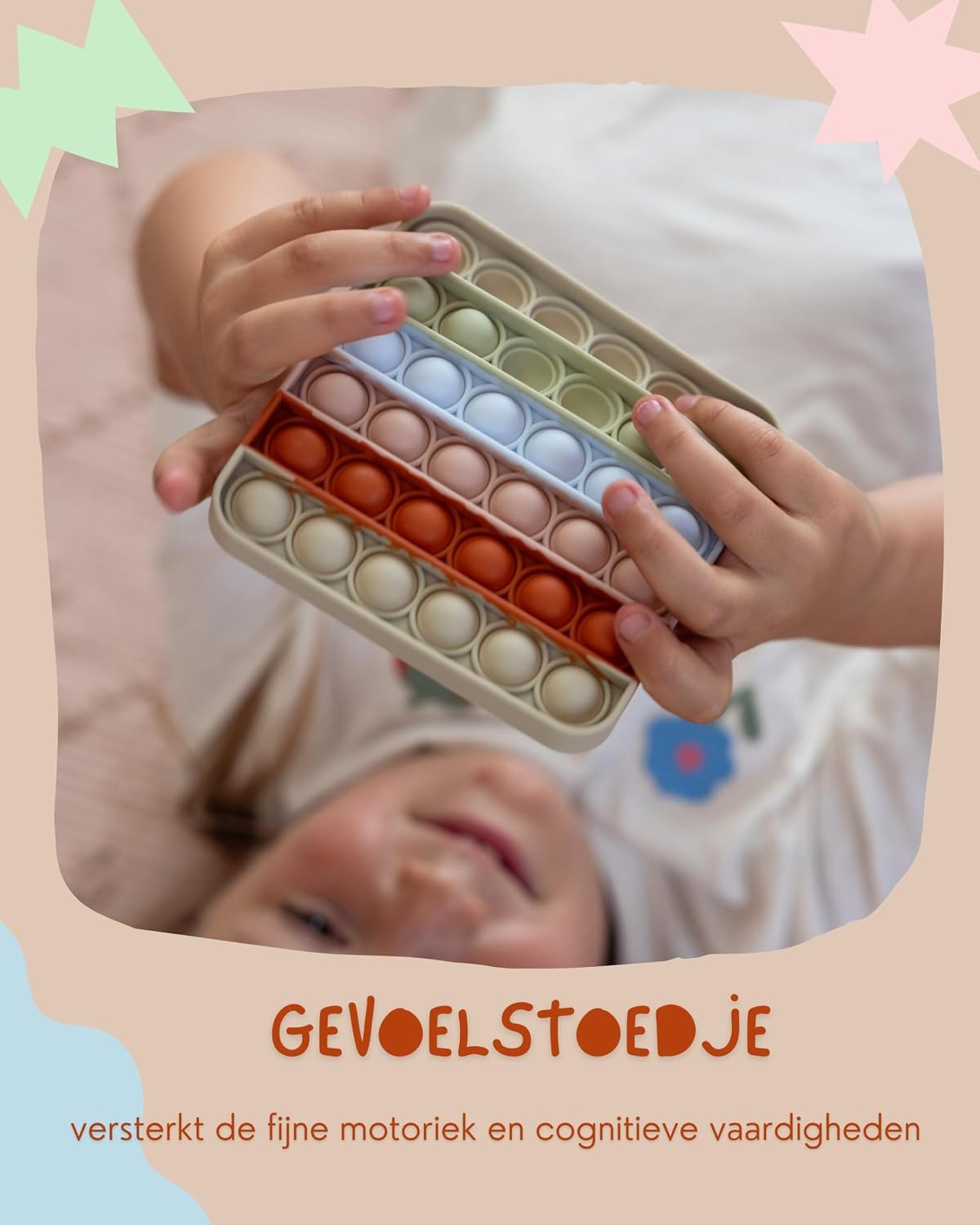 Detalle de Valino Pop on It Pop-It-Pastell-Quadrat, vierkant siliconen fidgetspeelgoed