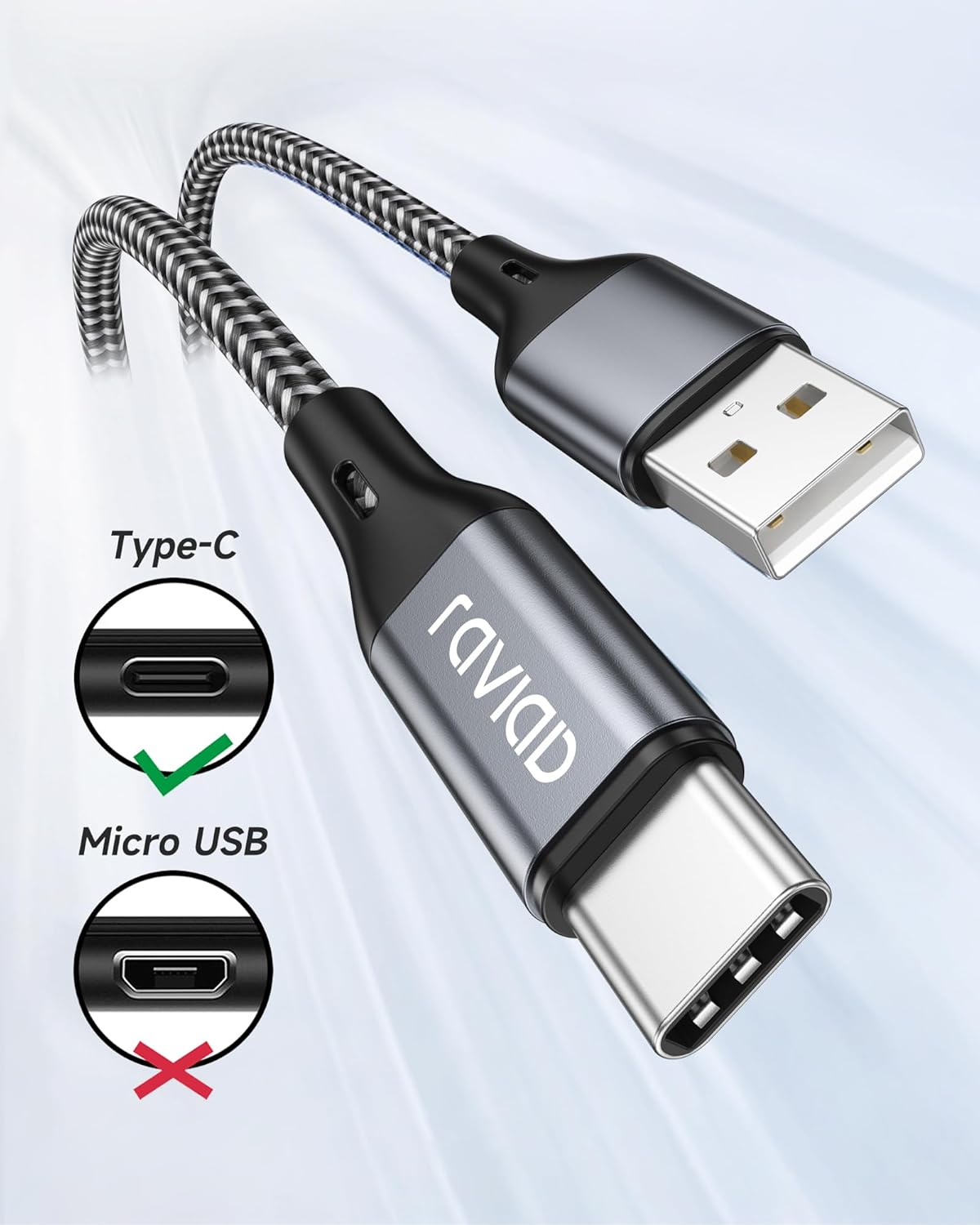Thumbnail 2 de RAVIAD Cavo USB Type‑C 2m, kit 3 pezzi