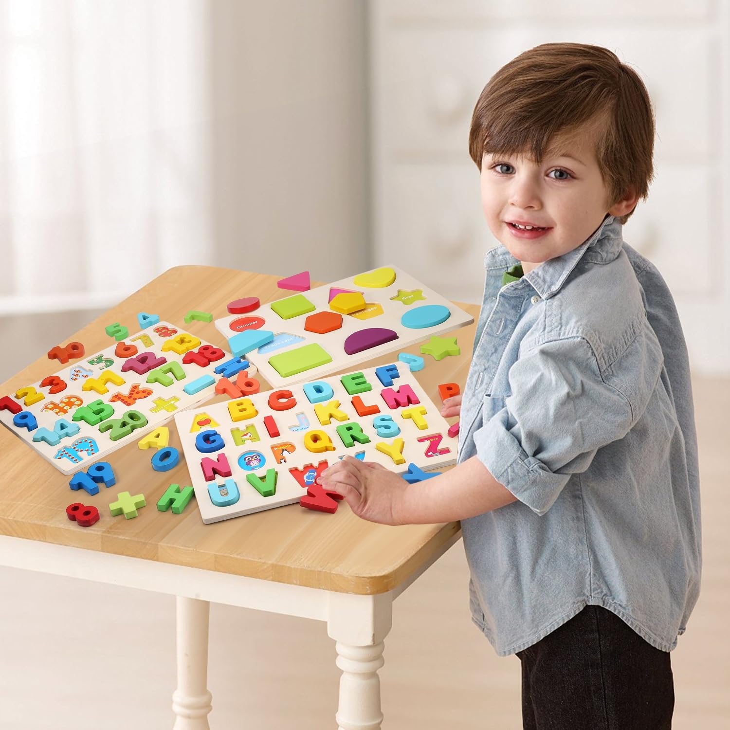 Thumbnail 5 de Voamuw Wooden Puzzles for Toddlers 3pcs set