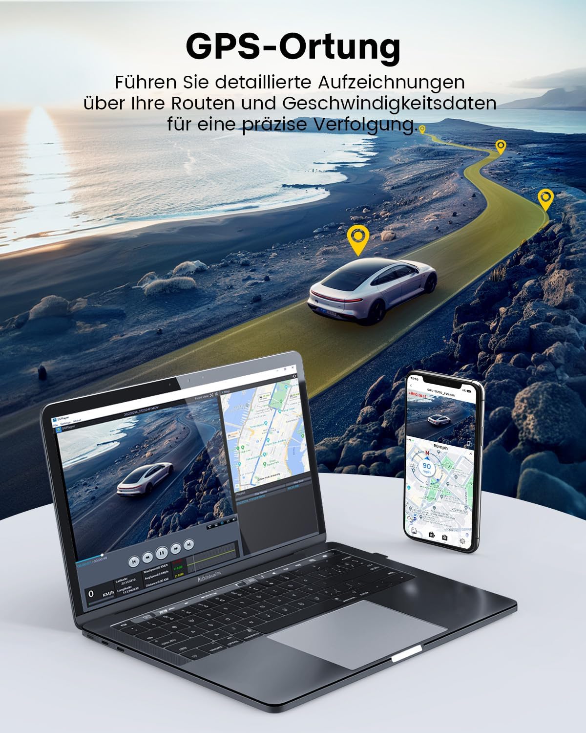 Thumbnail 4 de GKU Dashcam 4K Front Rück 3,18" Touchscreen