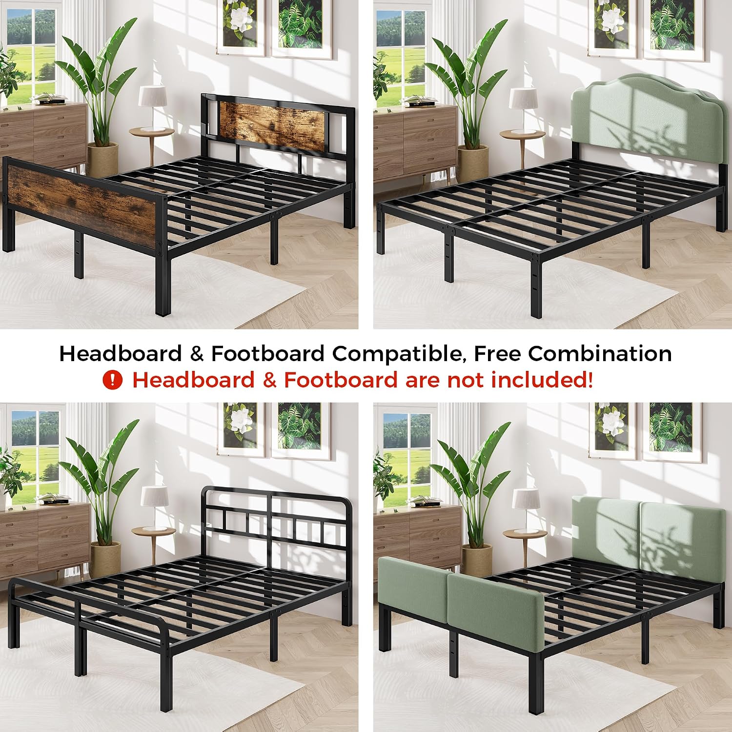 Detalle 2 de Awesofurni King Size Bed Frame, 14-Inch Metal Platform with Underbed Storage