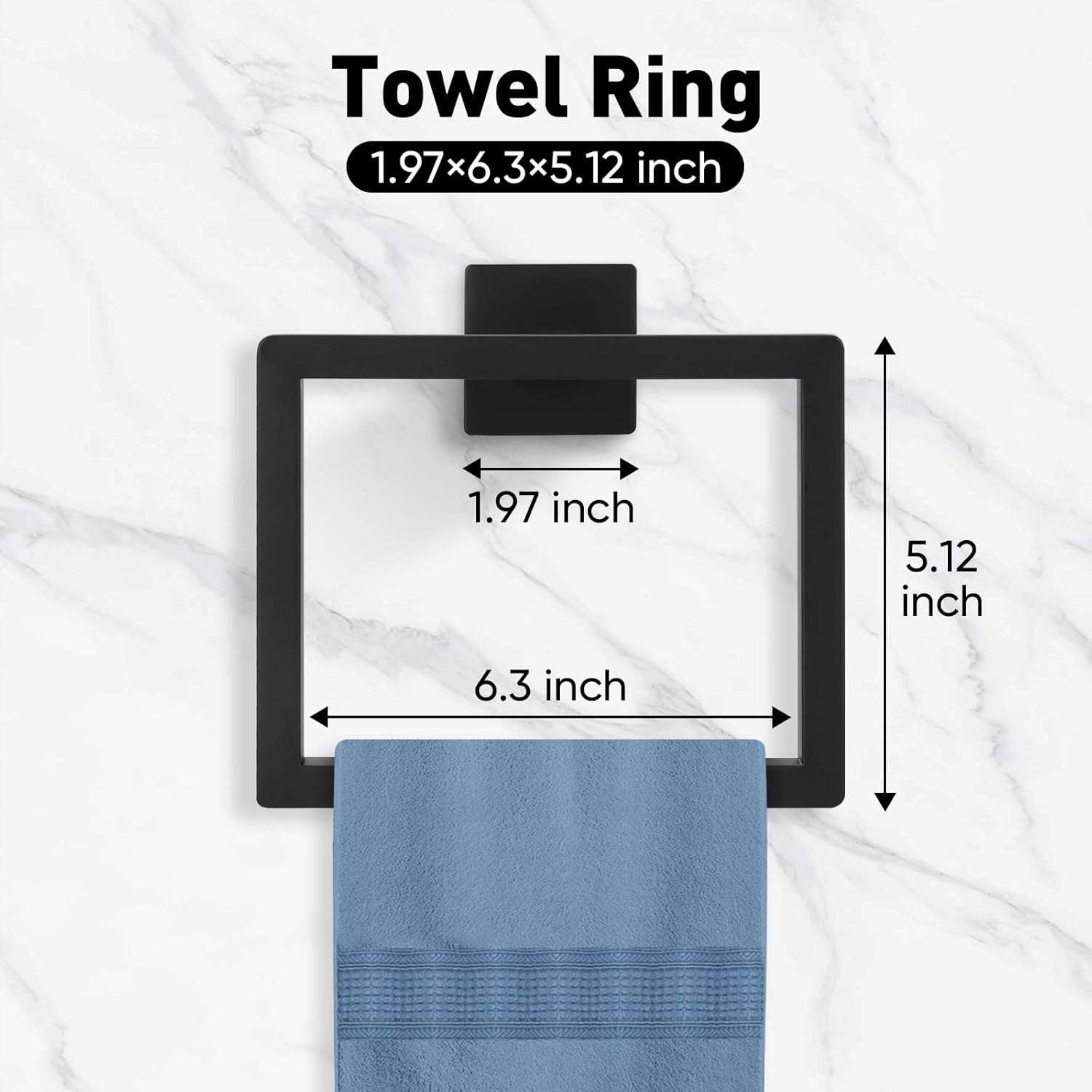 Thumbnail 4 de Maypott 5pcs Matte Black Bathroom Accessories Set – 16 Inch Wall Mounted Towel Bar, Towel Ring, Toilet Paper Holder and Hooks