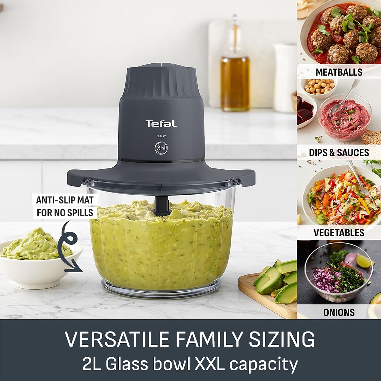 Thumbnail 1 de Tefal Choppeo Mini Food Processor/Chopper MB603BG1: 2L Glass Bowl, 500W