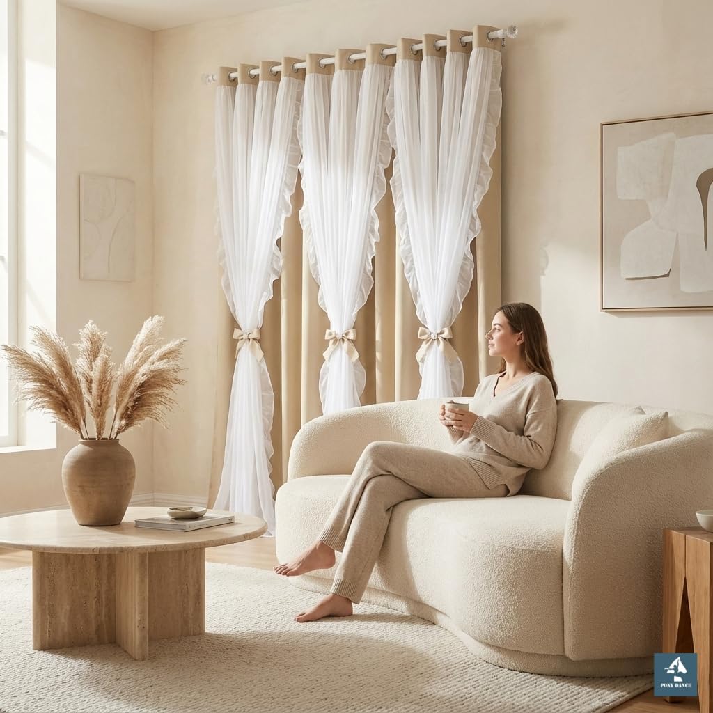 Detalle de PONY DANCE Biscotti beige curtains 52x84