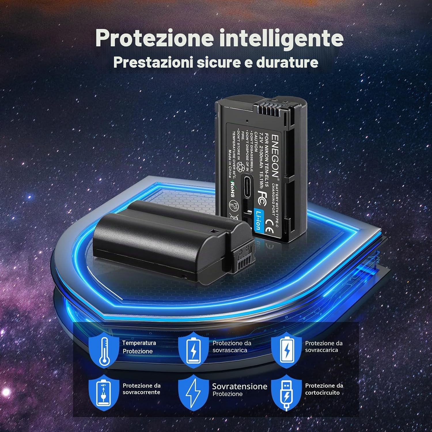 Thumbnail 5 de ENEGON EN-EL15 Batteria di ricambio 2100mAh per fotocamere