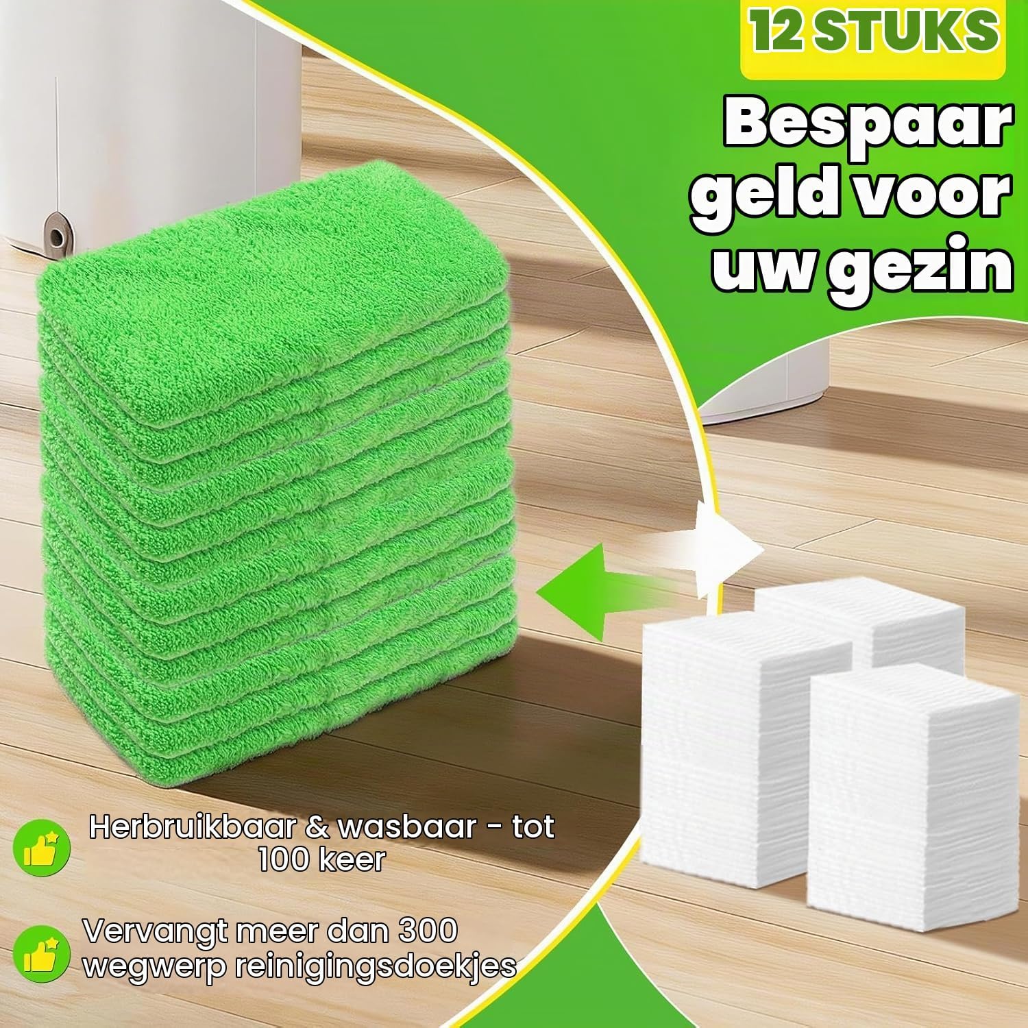 Detalle de ZWQO herbruikbare microvezelpads voor Swiffer, 12 stuks, wasbaar