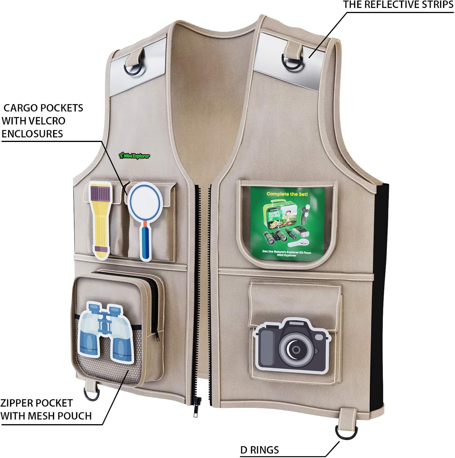 Thumbnail 2 de Mini Explorer MINIEX-003 Kids Explorer Vest and Hat Set with Cargo Pockets