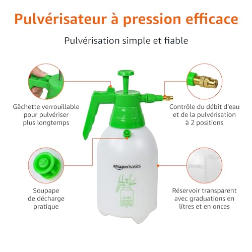 Detalle de Amazon Basics Pulvérisateur à pression 2 litres avec déclenchement verrouillable