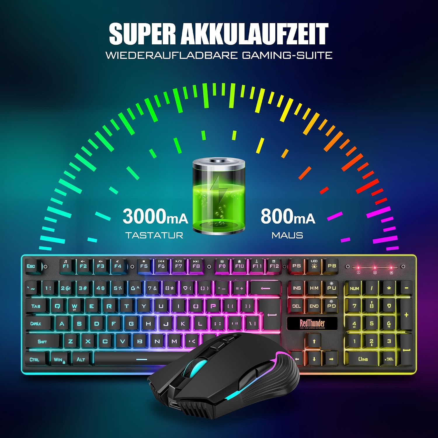 Thumbnail 2 de RedThunder K10 Gaming Tastatur‑Maus Set 3000 mAh