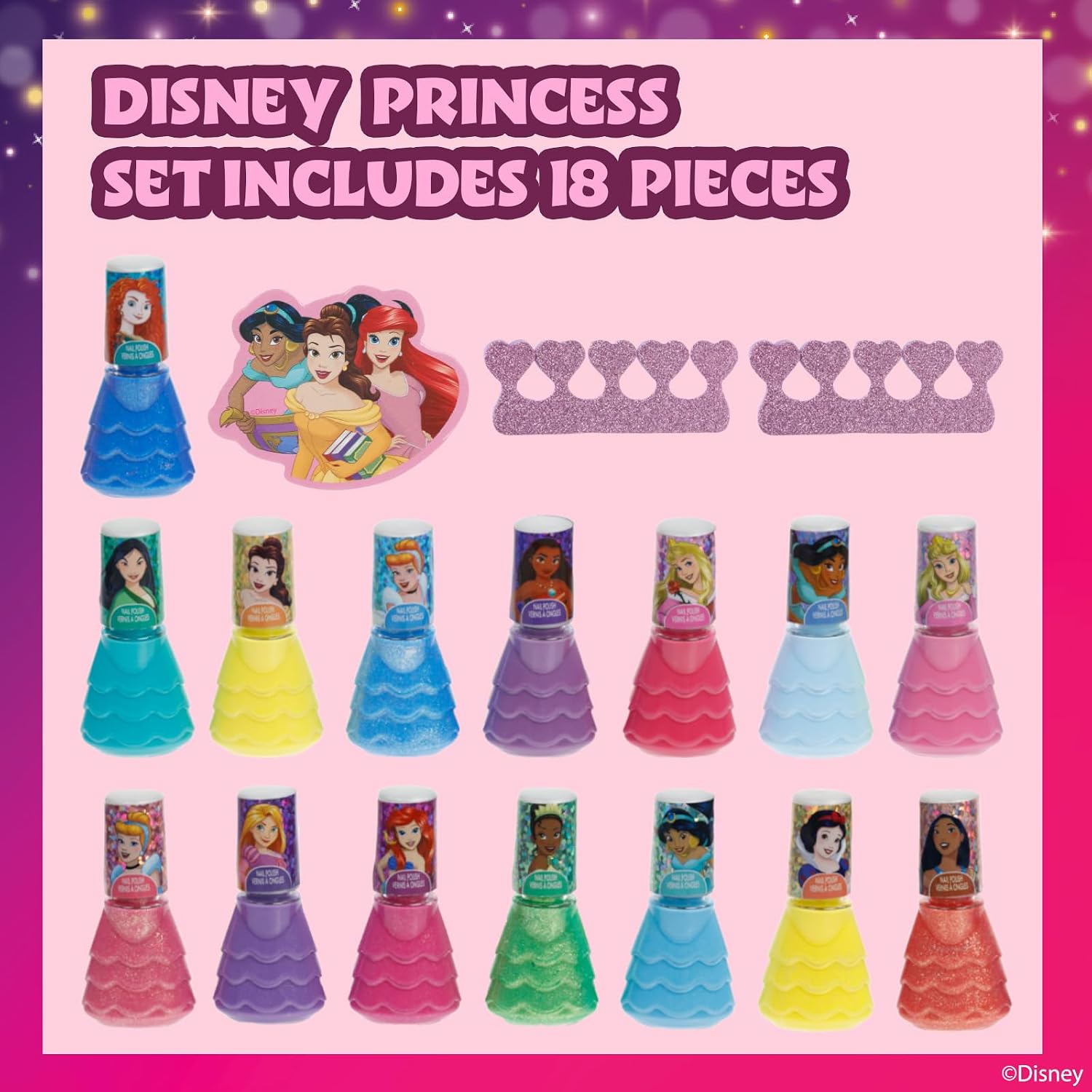 Detalle de Townley Girl Disney Princess 15 Piece nail set