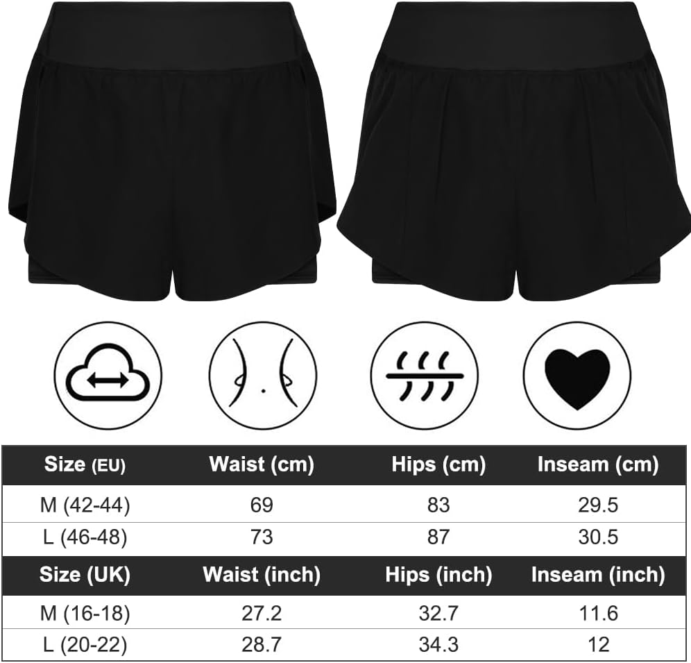 Thumbnail 1 de Aolso Short de Bain Femme - Boardshort Taille Haute à Séchage Rapide, Noir