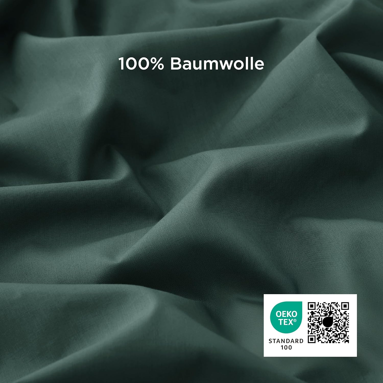 Thumbnail 2 de BEDSURE Bettwäsche-Set 220x240 cm aus Baumwolle in Dunkelgrün (3-teilig, mit Reißverschluss)