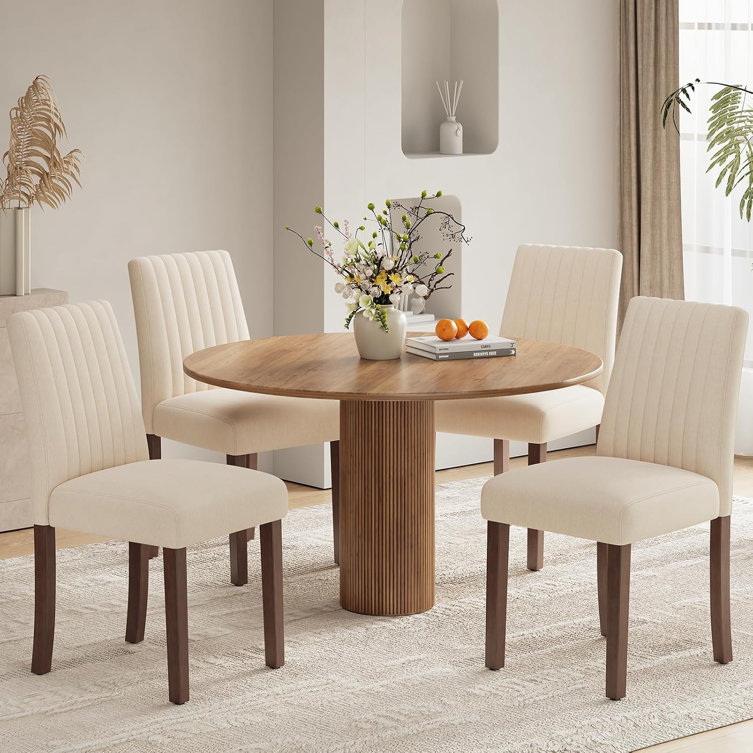 Detalle de COLAMY Esszimmerstühle 4er Set Beige