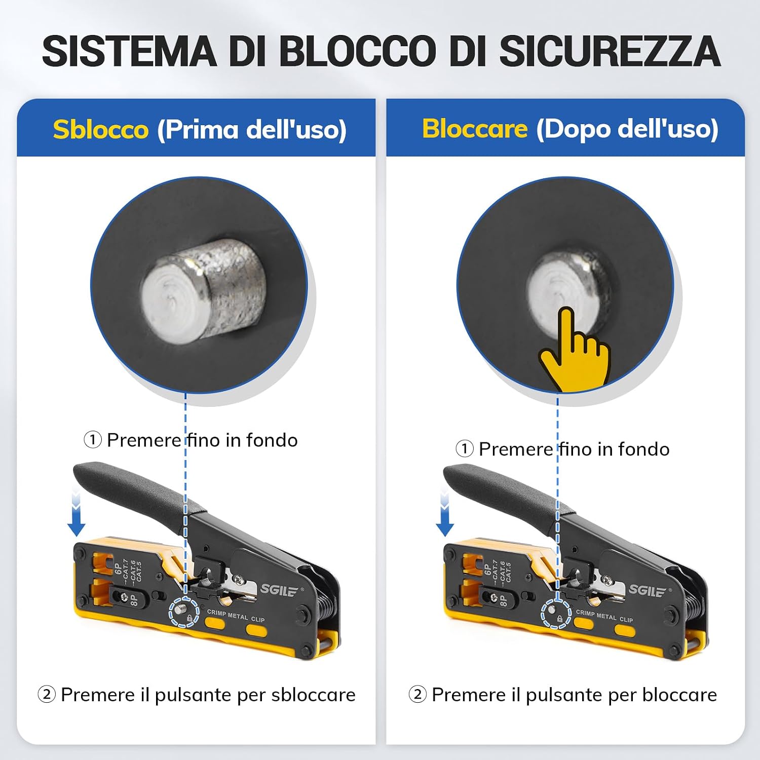 Detalle 2 de SGILE Kit di Attrezzi per Rete: Crimpatrice Pass-Through RJ45 e Set CAT6/7 Completo