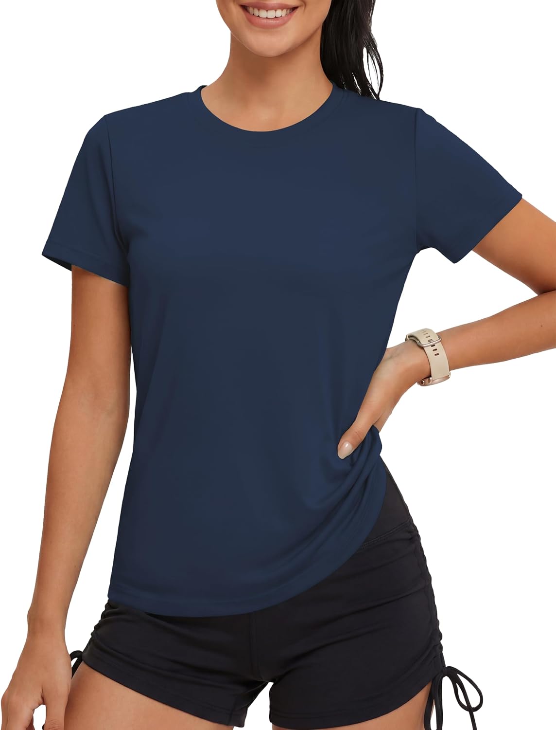 Detalle de MAGCOMSEN Sportshirt Damen UV Shirt Kurzarm – Funktionsshirt für Outdoor, Training und Wandern