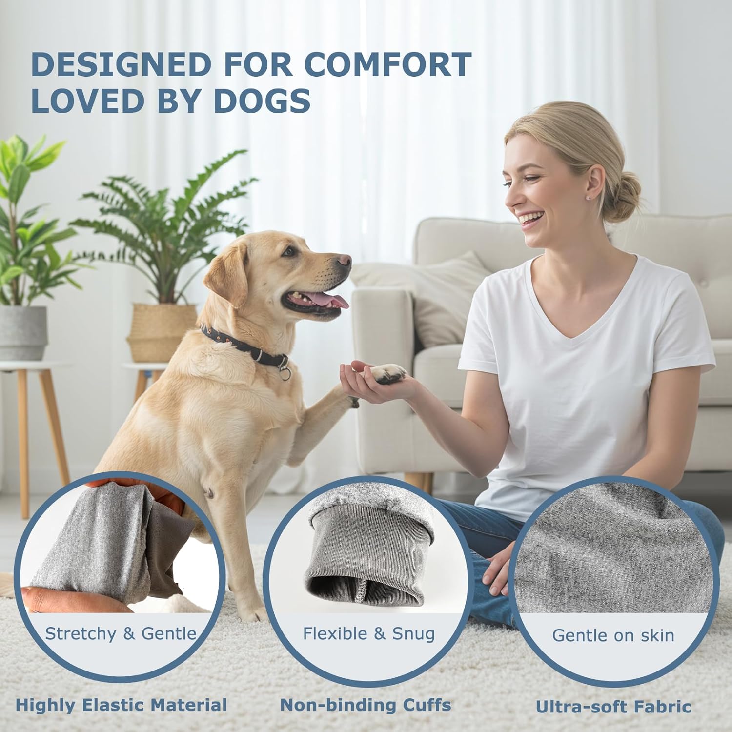 Thumbnail 2 de Hisprout Pet Dog Front Leg Knee Pads & Elbow Protector Recovery Sleeve (Grey, Footprints) – XL