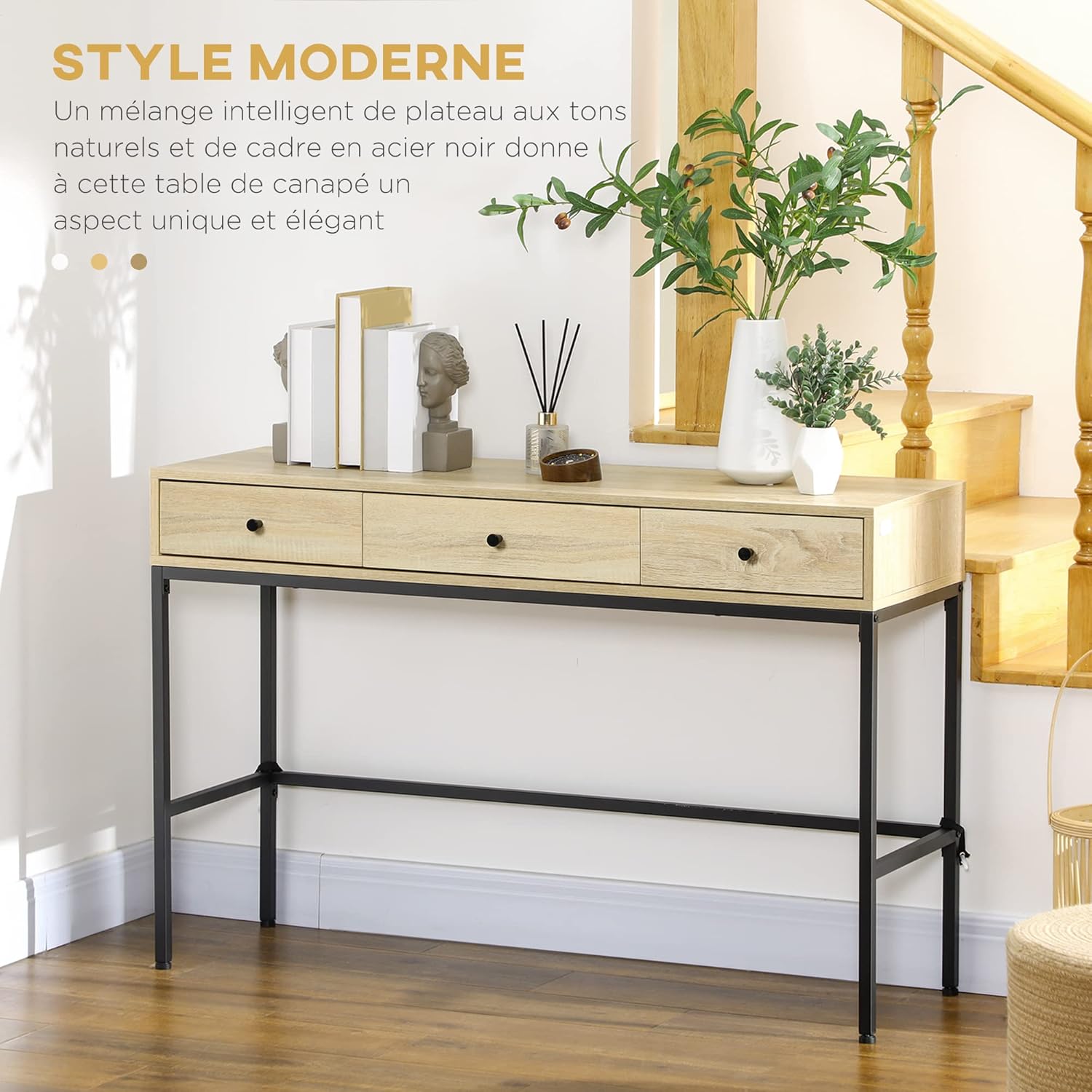 Detalle 2 de HOMCOM Table Console 120 x 39,8 cm Effet bois
