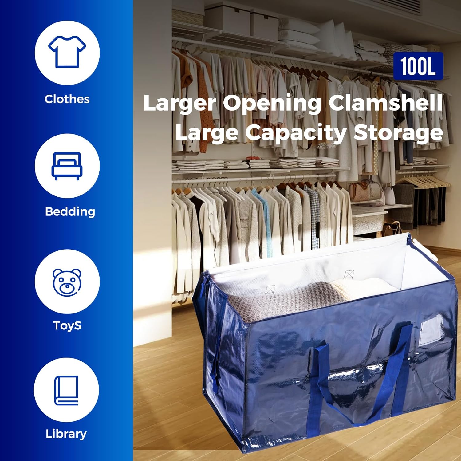 Detalle de ZFWDSY 93 L Moving Bags, 6-Pack: Clear Storage Bags with Zips & Handles for Easy Moving and Storage