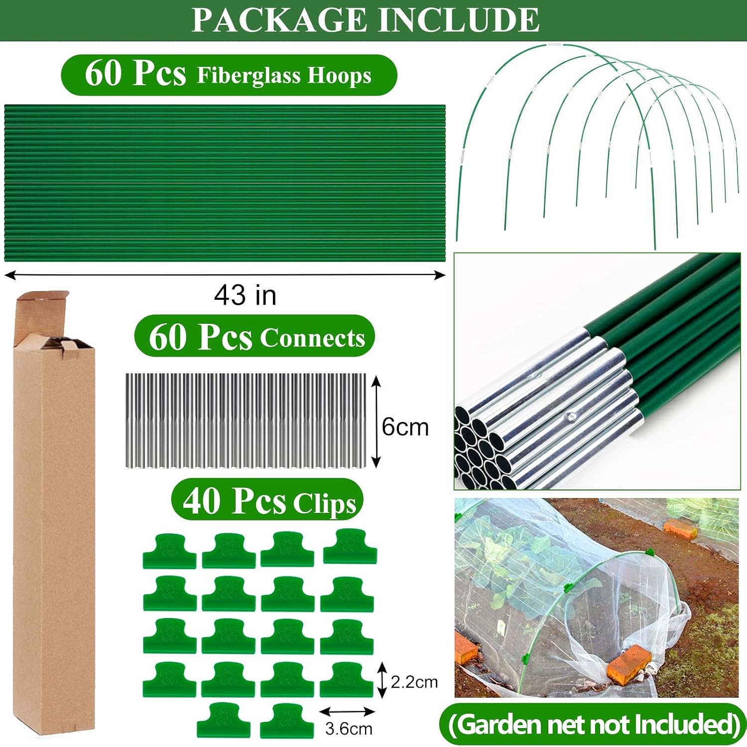 Thumbnail 2 de WYRJXYB Greenhouse hoops 60pcs for raised beds