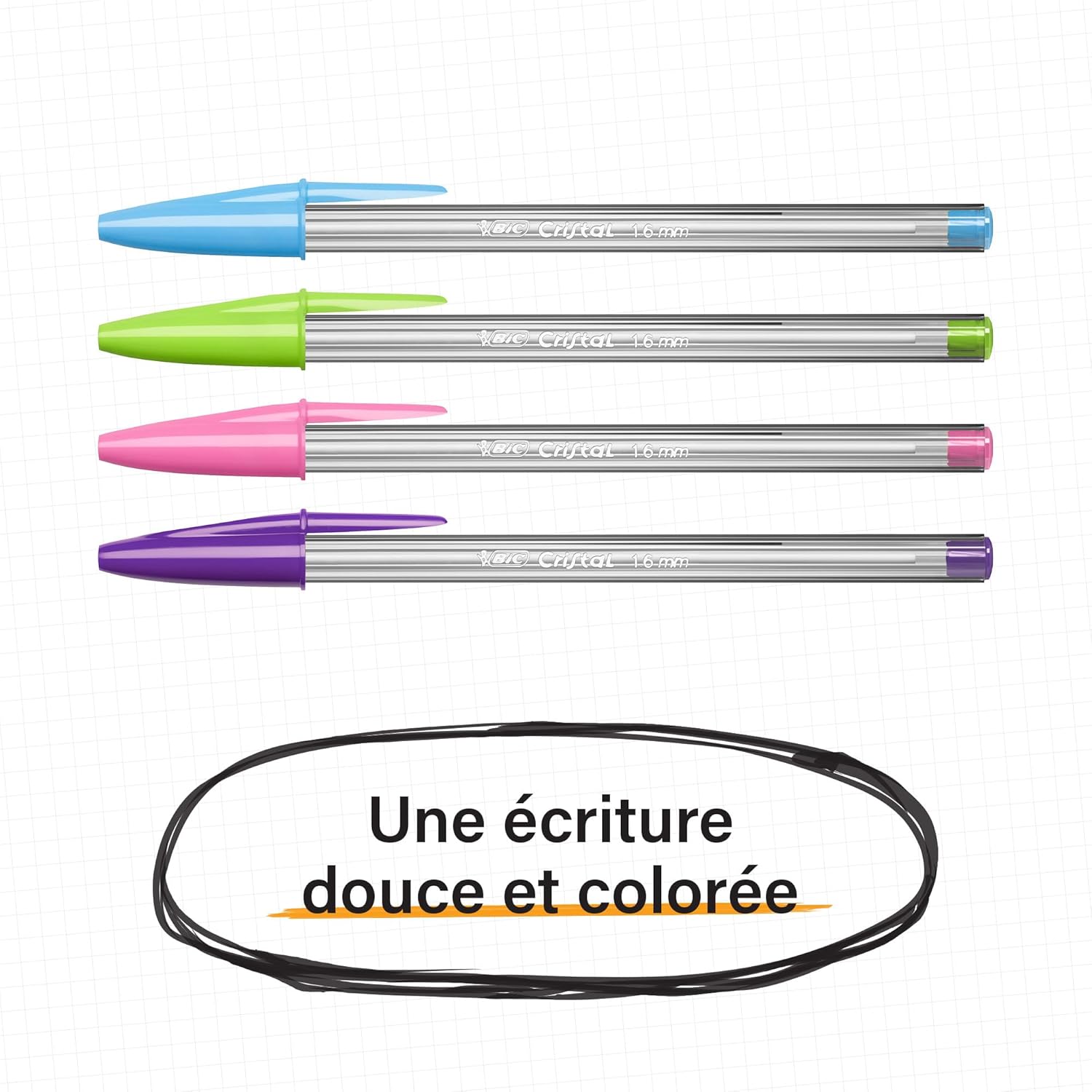 Thumbnail 3 de BIC Cristal Multicolour Stylos-bille Pointe Large (1,6 mm) – Pack de 8, couleurs classiques et festives