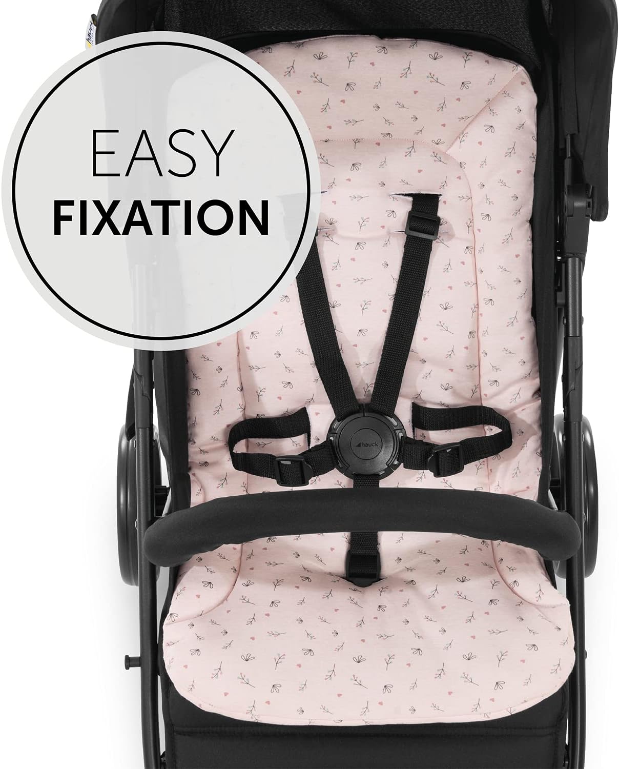 Detalle de hauck Padded Pushchair Liner, Flowers Rose — Universal Fit with Breathable Cotton