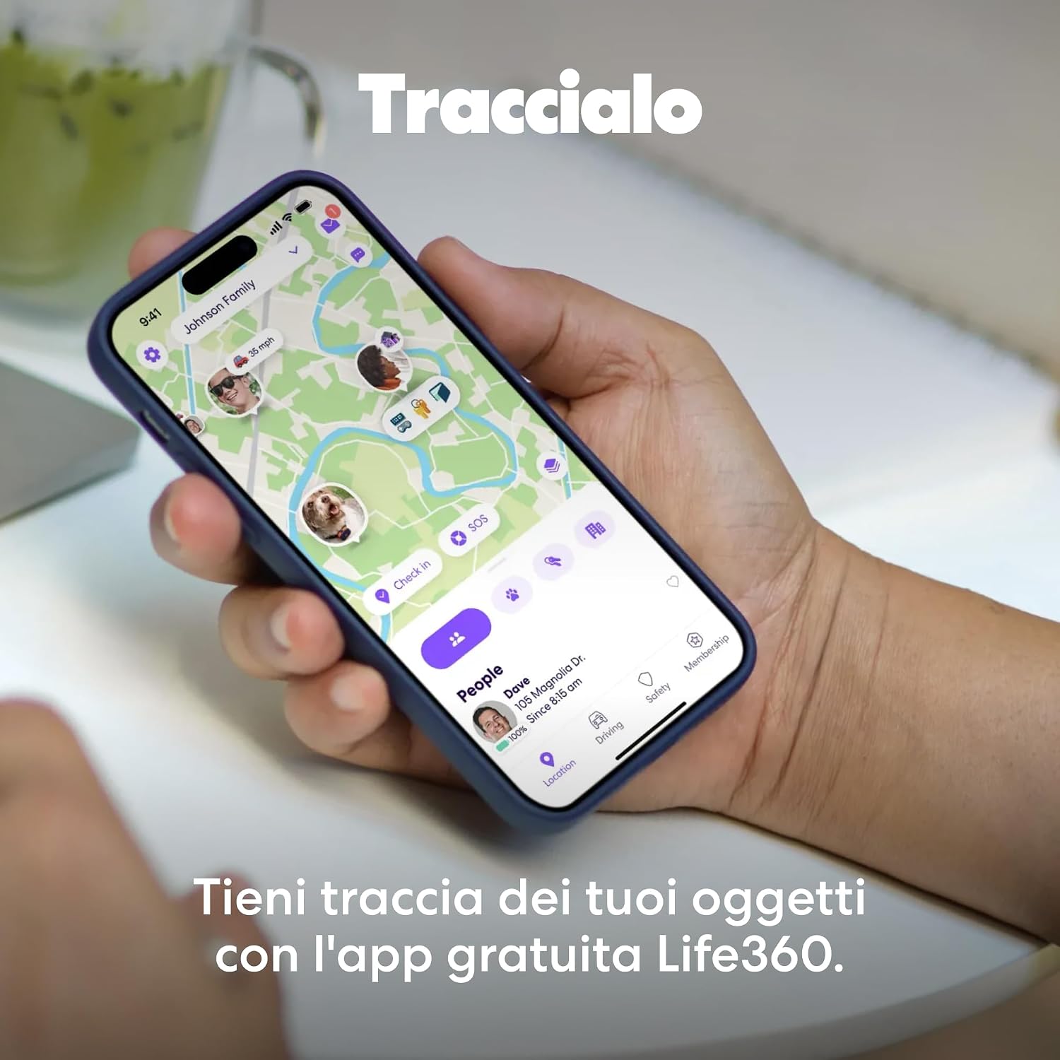 Detalle de Life360 Tile Sticker - Piccolo tracker Bluetooth (Nero) | Localizza oggetti con Life360