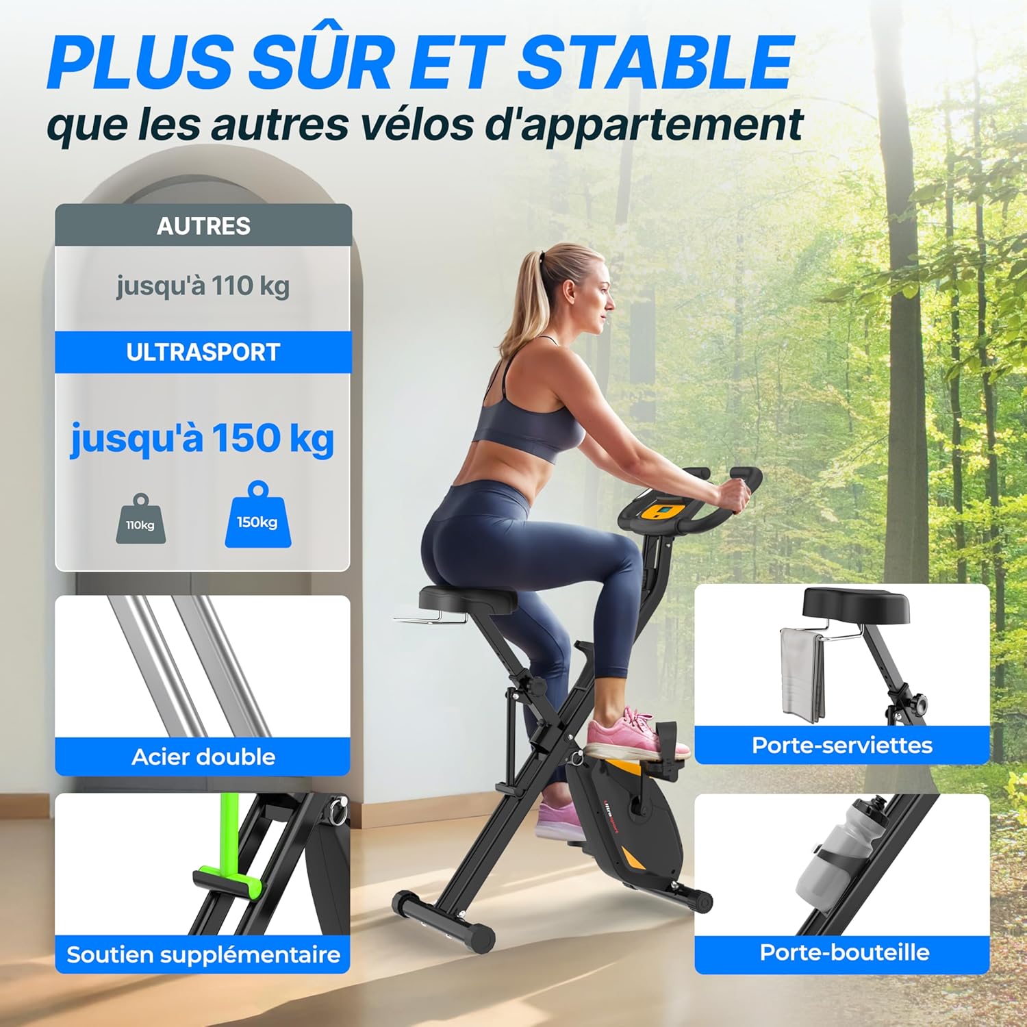 Thumbnail 2 de Ultrasport F-Bike Pro Vélo d’appartement pliable