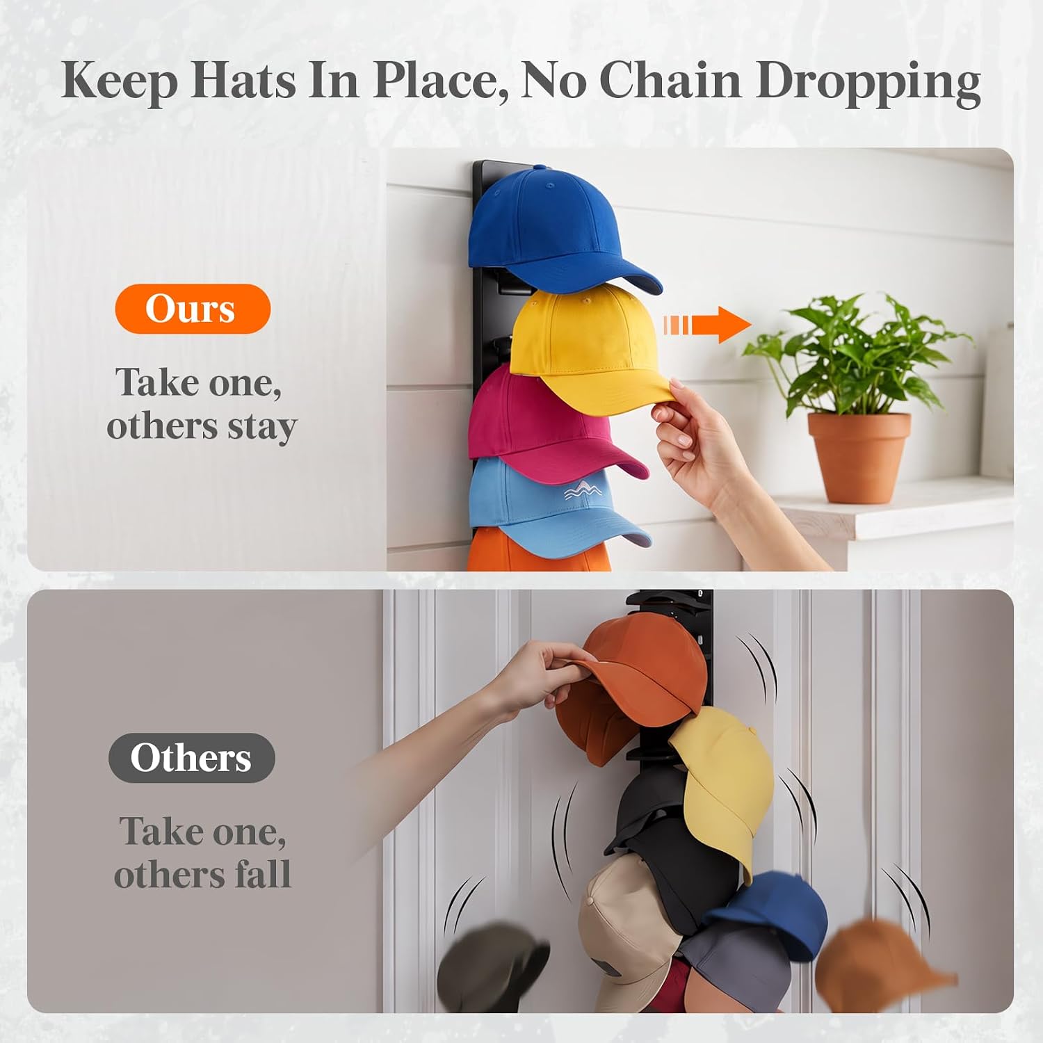 Detalle de Lifewit 25093 Wall-Mounted Hat Organizer, 30-Cap Storage, 3-Pack