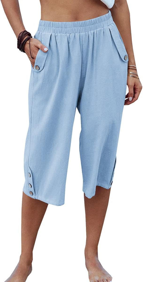 Thumbnail 6 de Veatzaer Women’s Elastic Waist 3/4 Capri Harem Pants with Pockets (S–XXL)