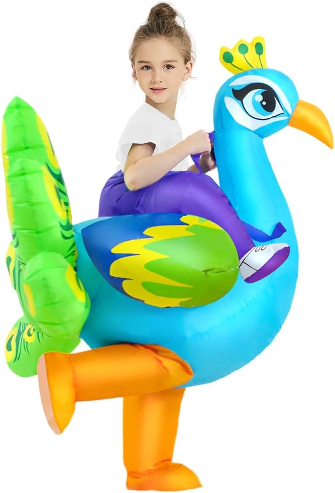 Thumbnail 6 de KOOY Inflatable Peacock Costume for Kids, 125–145 cm, Ride-On Design