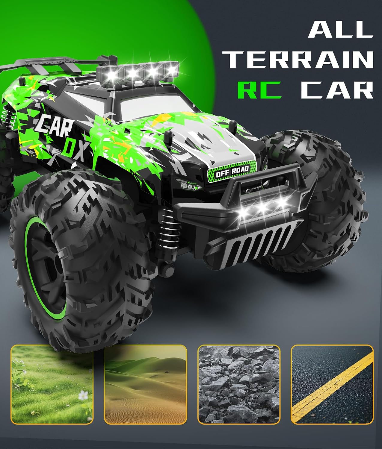 Detalle de Carox ferngesteuertes Auto (2,4 GHz, 26 km/h) 1:18 Offroad-Monstertruck mit LED-Beleuchtung
